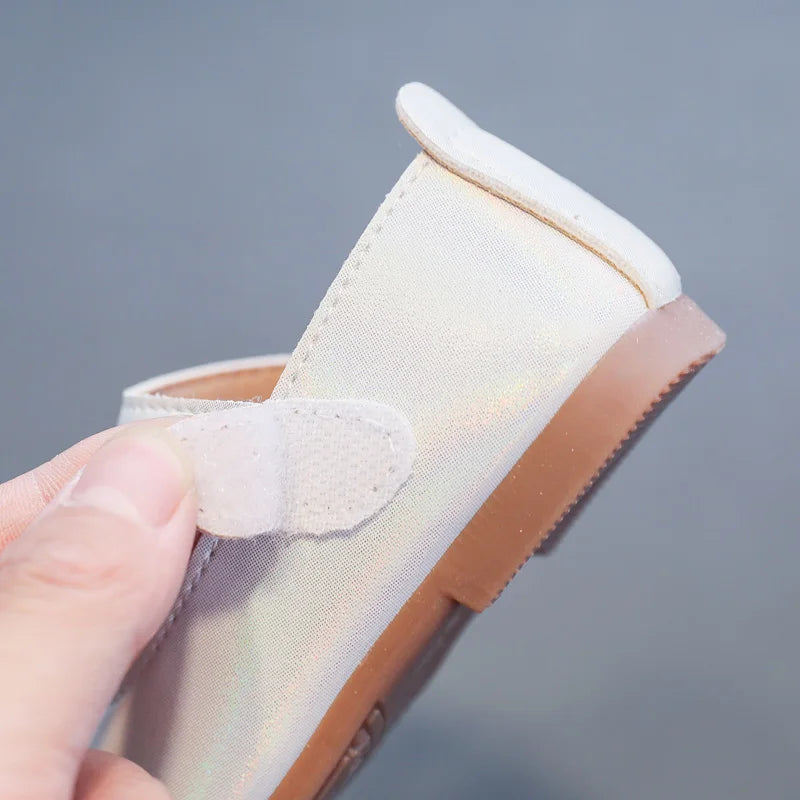 Girl's Leather Shoes Casual Simple Bowtie with Pearls 2024 New Flat Shoes Soft Sole Baby Kids Dress Shoes Children Party Flats