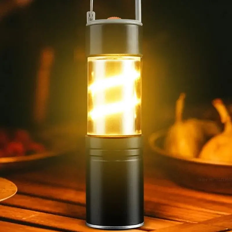 Rechargeable Camping LED Flashlight With Side Light Outdoor Light Powerful Zoomable Flashlight Camping Lantern Atmosphere Light
