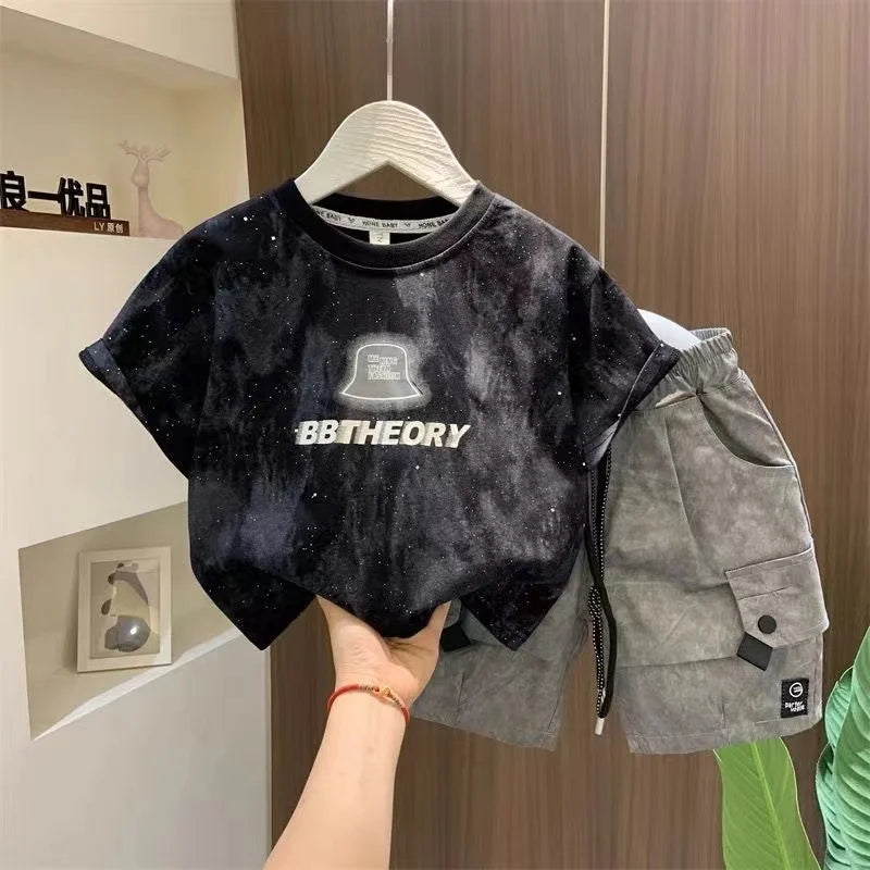 Children Boutique Summer Outfits 2025 New Boys Sleeveless Hat Letter T-Shirt And Pocket Shorts 2pcs Fashion Set Kid Sport Suit