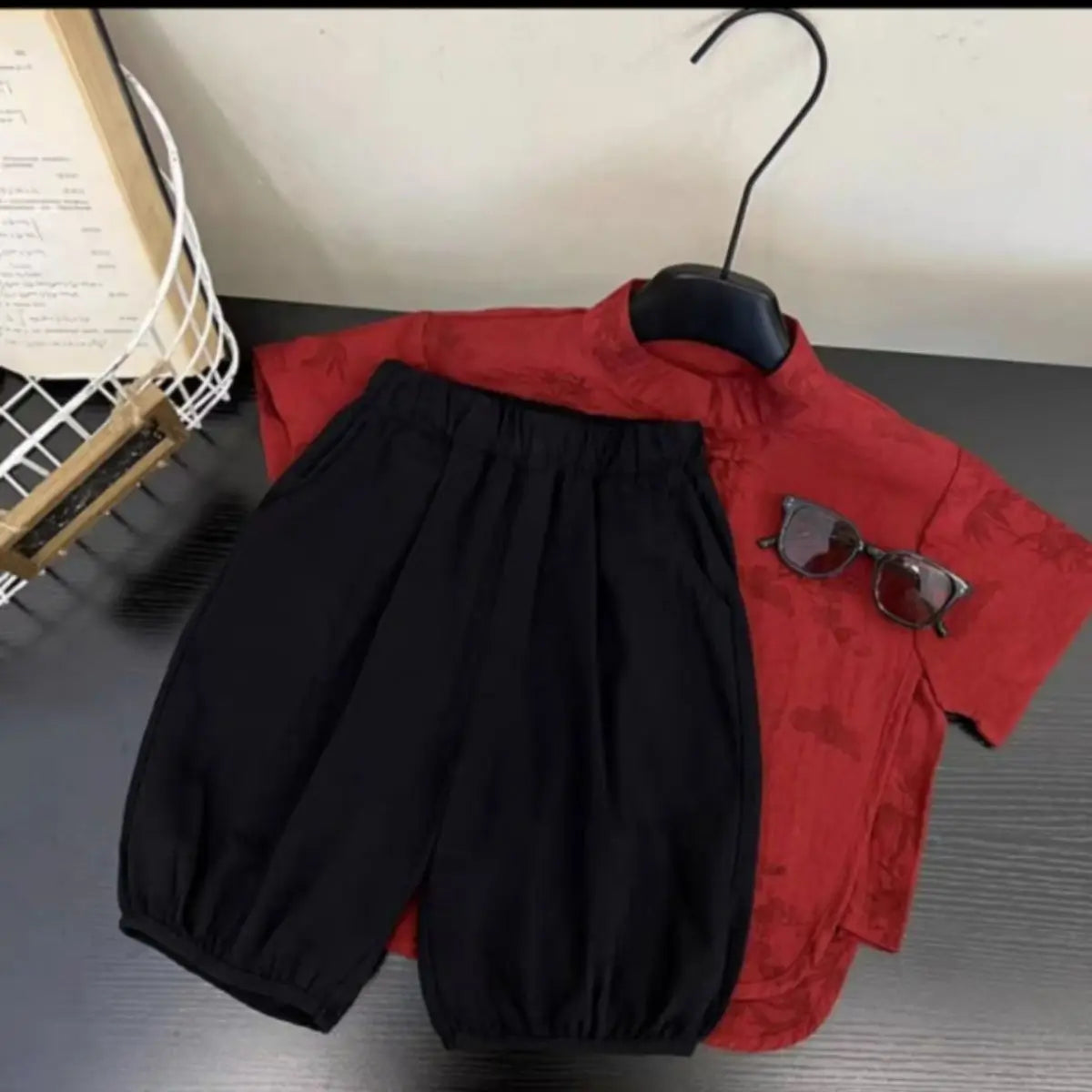 Chidren Clothing Set Casual Boys Summer Chinese Style Short Sleeve Shirt Shorts 2 PCs Set Kids Chinese Traditional Clothing