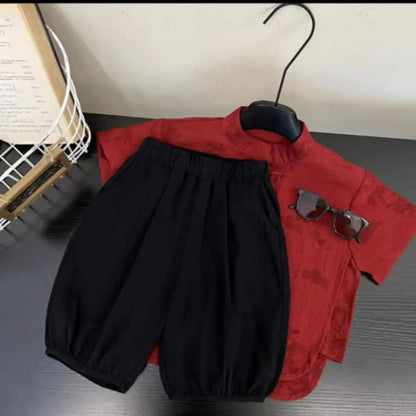 Chidren Clothing Set Casual Boys Summer Chinese Style Short Sleeve Shirt Shorts 2 PCs Set Kids Chinese Traditional Clothing