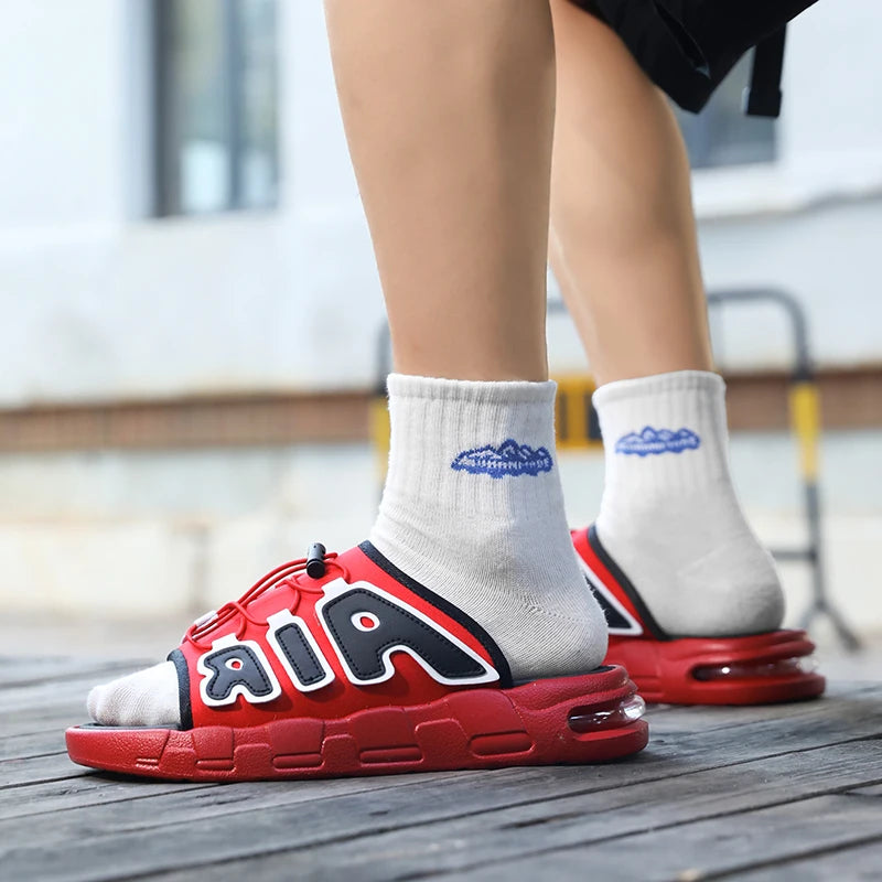 Fashion Luxury Men Slides Designer Platform Men's Cushion Slippers High quality Brand Slides For Man Beach Outdoor Sandals Men