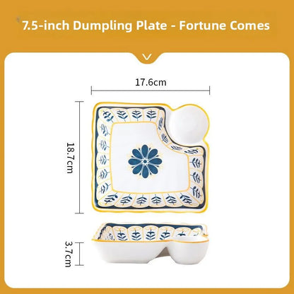 Cerc Plate Dining Di Heat Resistant Dumpling Plate with Vinegar Di Multi Functional Fruit Plate Trendy Network Bestseller