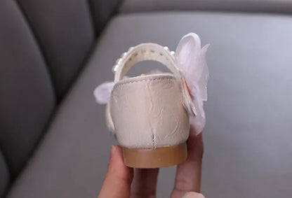 Luxury Girl Shoes Sweet Children's Causal Leather Shoes Fashion Bowtie Kids Versatile Princess Wedding Party Sandals Hook Loop