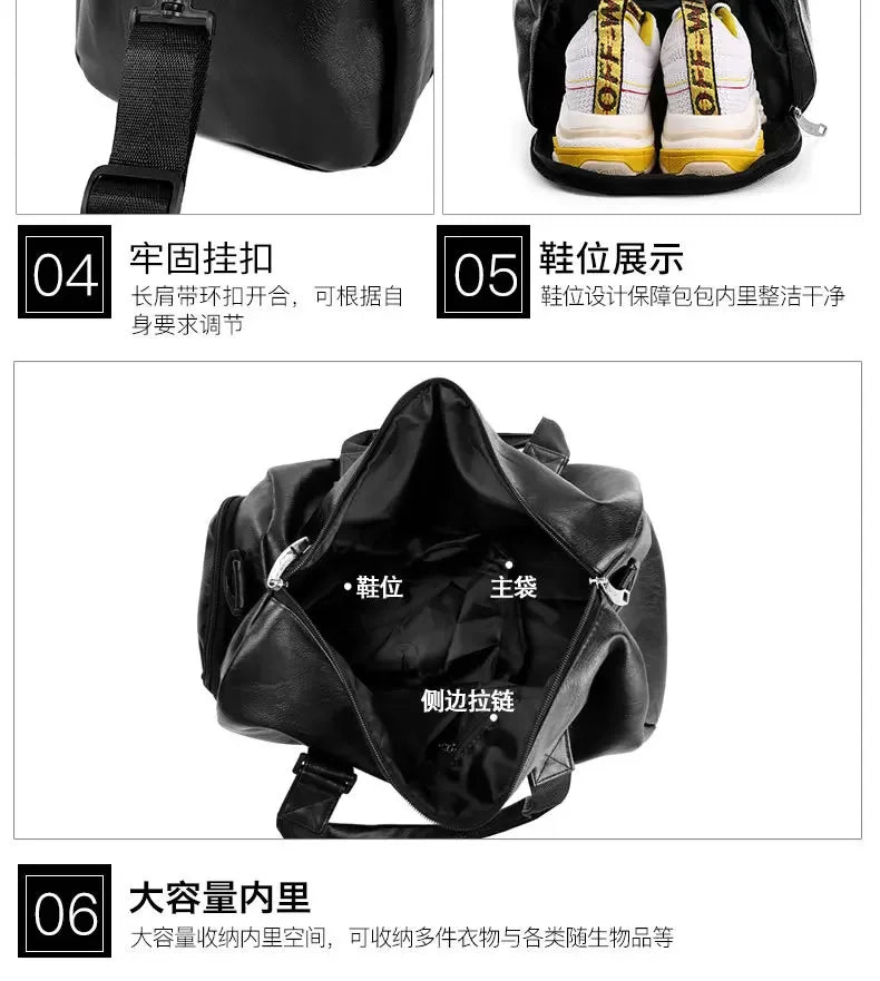 Gym Bag Leather Sports Bags Dry Wet Bags For Men Women  Training for Shoes Fitness Yoga Travel Luggage Shoulder Sport Bag