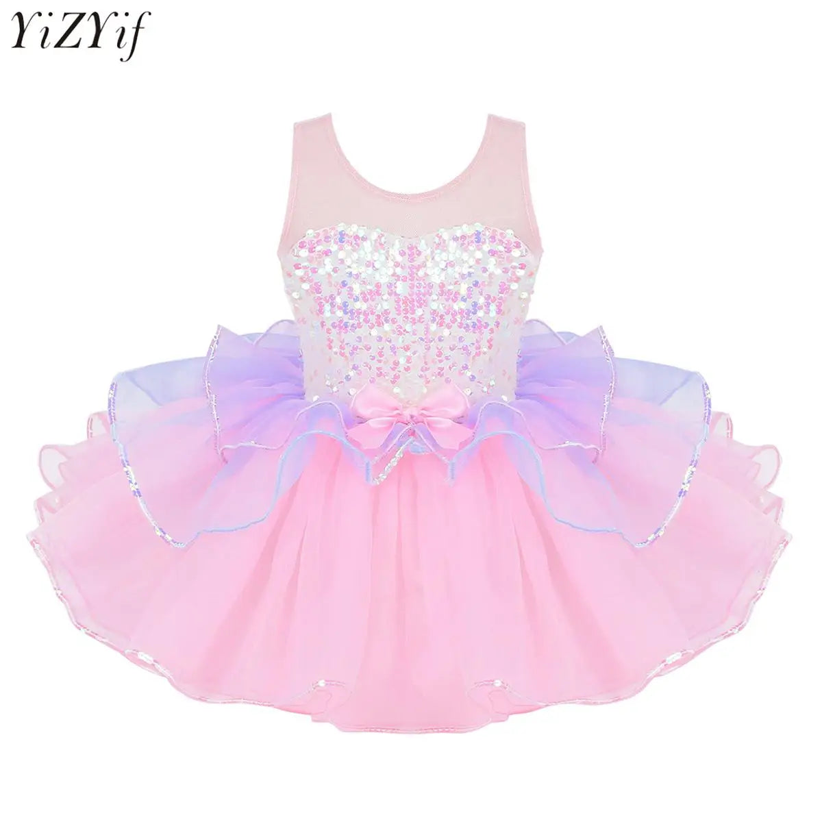 Kids Girls Fairy Party Princess Dress Ballet Dance Dress Sleeveless Mesh Splice Gymnastics Leotard Tutu Dress Ballroom Dancewear