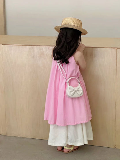 Kids Girls Cute Bowknot Handbag Fashion Crossbody Bag Detachable Strap Mini Shoulder Bag for Children Stylish Purse