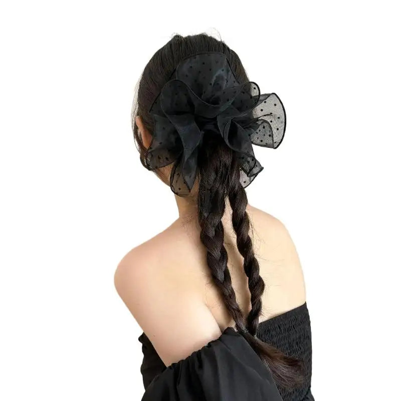 Women's Hair Accessories; Big Black Scrunchies Hairties for Buns and Ponytails, Chic Headwear Hair Bands