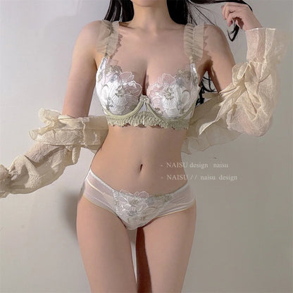 Summer Minimizer Bra Large Bust Rabbit Ear Cup Retro Lace Bralette Beachwear Light Support Anti-Sagging Comfort AU TK HOT MOYISU