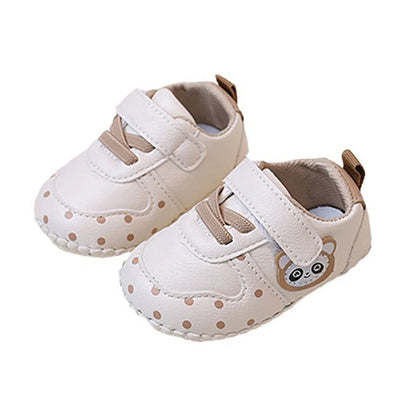 Baby Girls Synthetic Leather Flat Shoes Spring Autumn Anti-Slip Sole Cartoon Infant Shoes