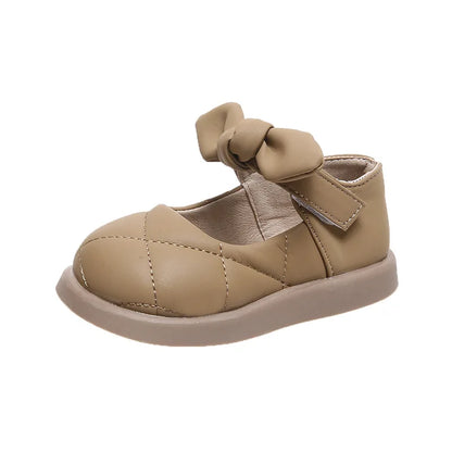 Children's Leather Shoes Non-slip Soft Bottom Kids Mary Jane Shoes Fashion Solid Color Bowknot Girls School Causal Single Shoes