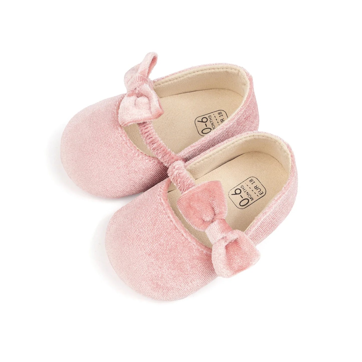 Newborn Baby Girls Mary Jane Flats Cute Bowknot Velvet Toddler Dress Shoes Lovely Princess Infant Crib Shoes for 0-18Months
