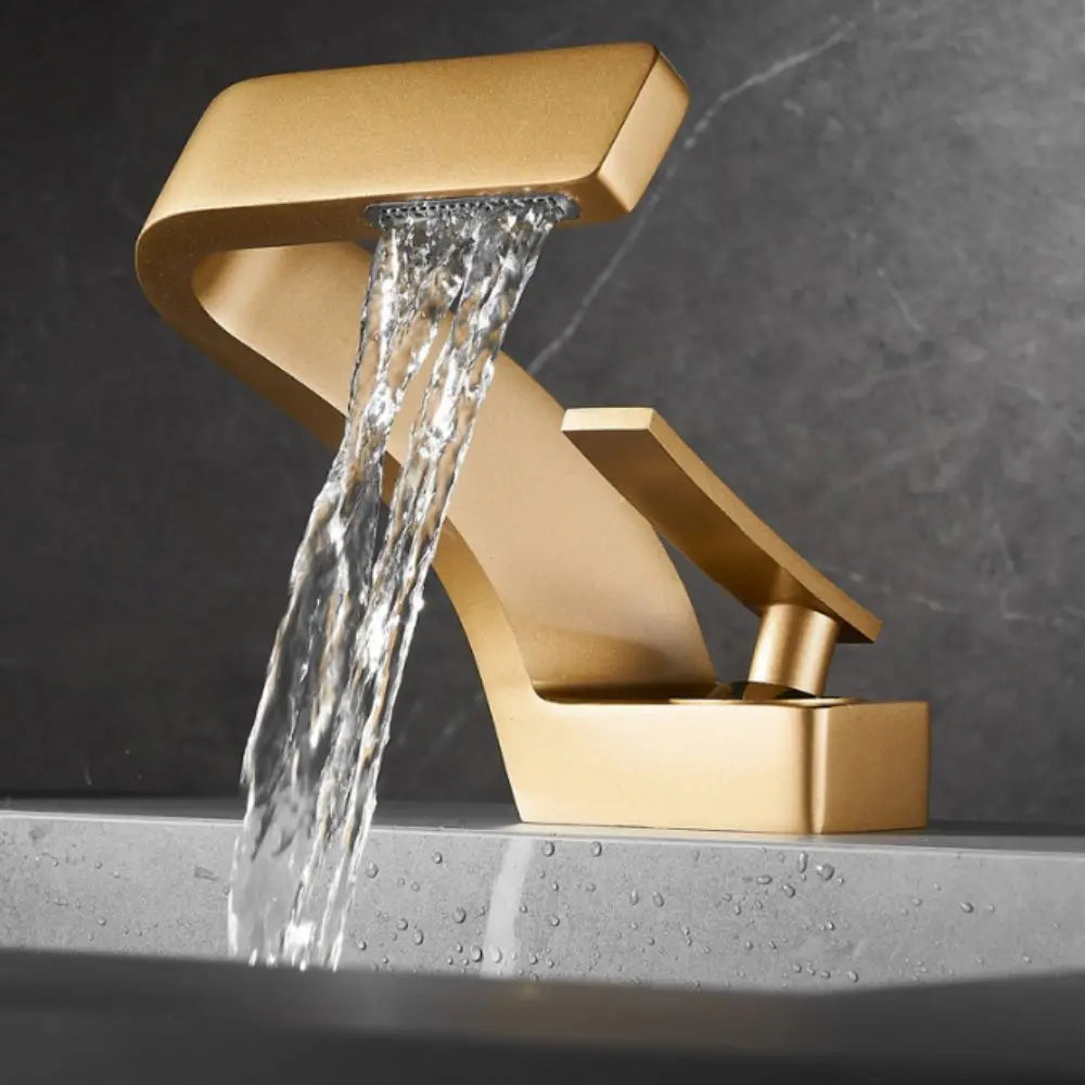Matte Golden White Basin Faucet Black Chrome Brushed Gold Mixer Tap Hot Cold Water Single Handle Waterfall Tap Bathroom Use