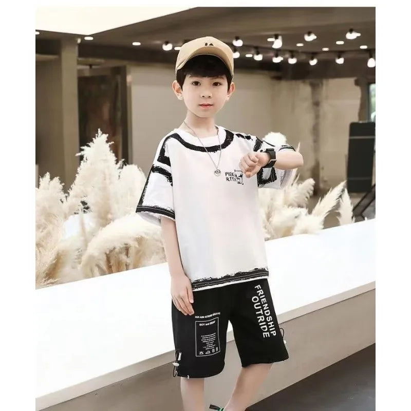 Boys Summer 2 Piece Clothing Set with printed T-shirt and matching shorts