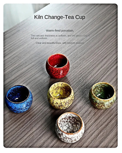 Gift Box & Five Elements Gift Box Kiln Change China Ceramic Tea Cup Porcelain Kung Fu Cups Set Pottery Coffee Mug Tableware Cup