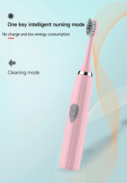 1pc White/Pink Electric Toothbrush Adult Model Soft Bristle Electric Toothbrush Battery Model Family Set Electric Toothbrush