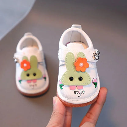 Baby Shoes for Girls 0-2 Years Soft Sole First Walker Sneakers with Anti Slip Secure Strap Design Squeaky Fun