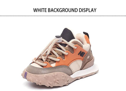 Children Sport Shoes Winter Autumn Baby Cotton Shoes Girls Fashion Color Matching Clunky Sneakers Boys Warm Soft Running Shoes