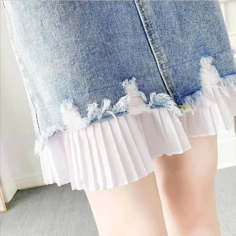 Short 2 Pieces Sets for Women Commuting Skirt White Mature Denim Sleeve Woman Outfit Blue Mini Kawaii Summer Fashion 2025 Full