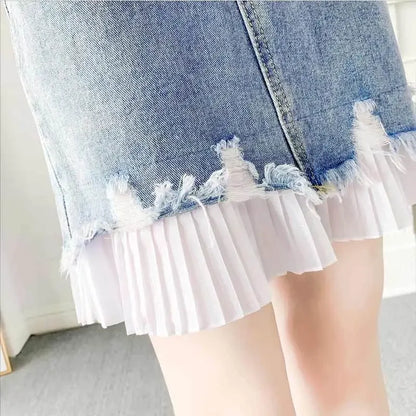 Short 2 Pieces Sets for Women Commuting Skirt White Mature Denim Sleeve Woman Outfit Blue Mini Kawaii Summer Fashion 2025 Full