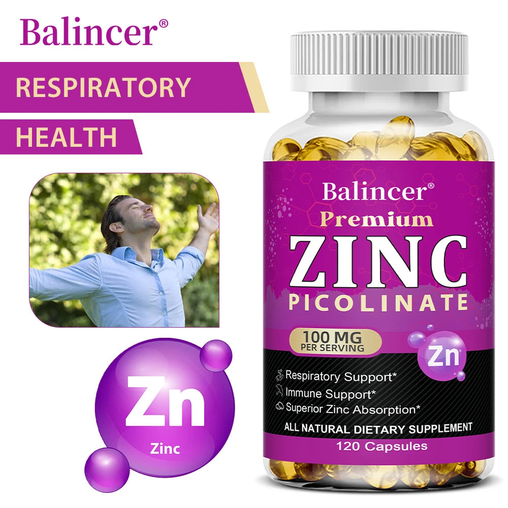 Zinc Picolinate 100 Mg - Superior Zinc Absorption Boosts Immune Support, Sleep & Energy, Supports Respiratory Health