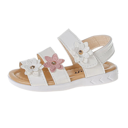 Little Girls Summer Casual Sandal Three Flower Detail New Kids Roman Beach Shoes Stylish Beach Experience for Children Adventure