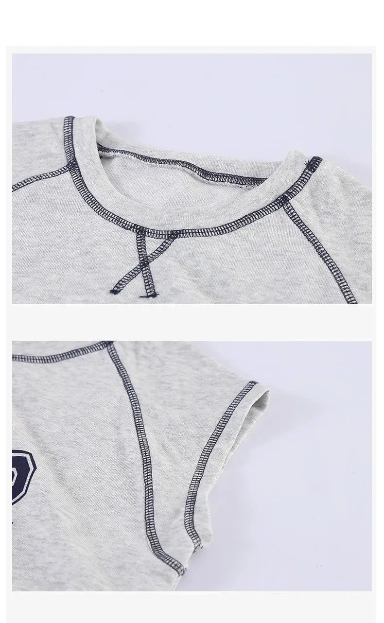 Summer New Children Short Sleeve Clothes Set Boys Letter Print T Shirts 2pcs Suit Girls Vest Dress Kids Brother Sisters Set