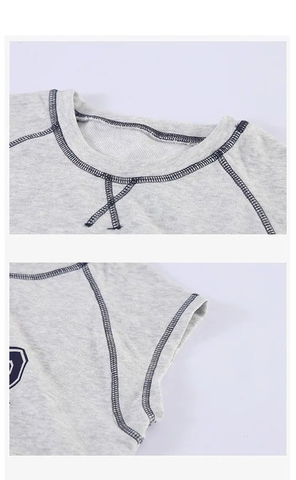 Summer New Children Short Sleeve Clothes Set Boys Letter Print T Shirts 2pcs Suit Girls Vest Dress Kids Brother Sisters Set