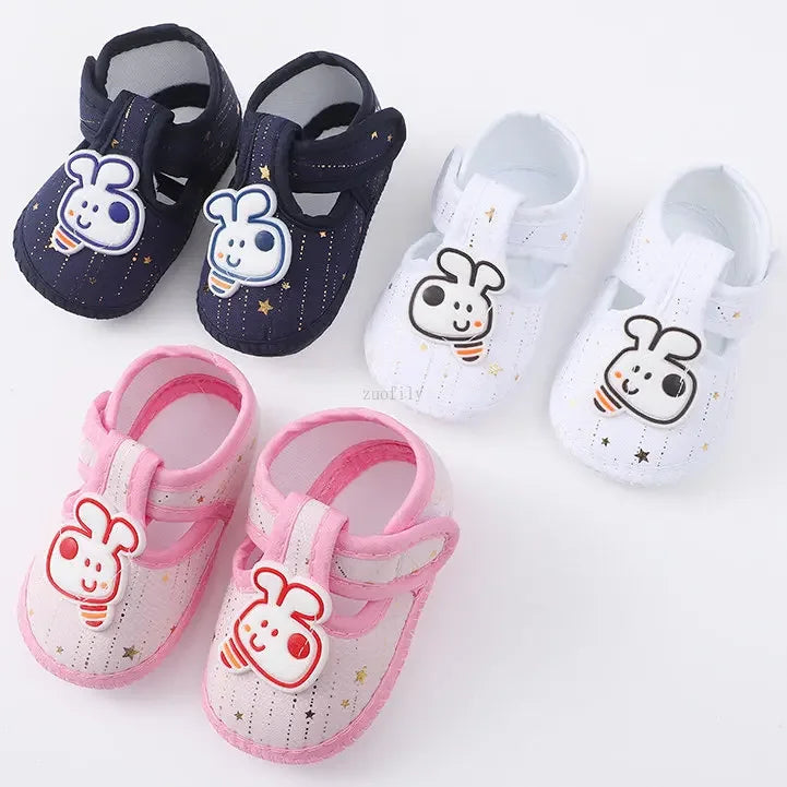 Newborn Baby Boy Girls Shoes Spring Autumn Lovely Floral Embroidery Anti-Slip Sneaker Crib Shoes Soft Cotton Cute First Walkers (Available)