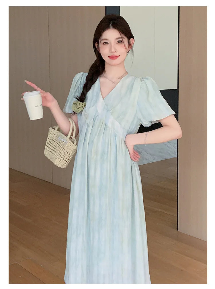 Pregnant Women's Dress Summer 2025 Fashionable Western Style Loose Belly Covering French High Waisted Long Skirt