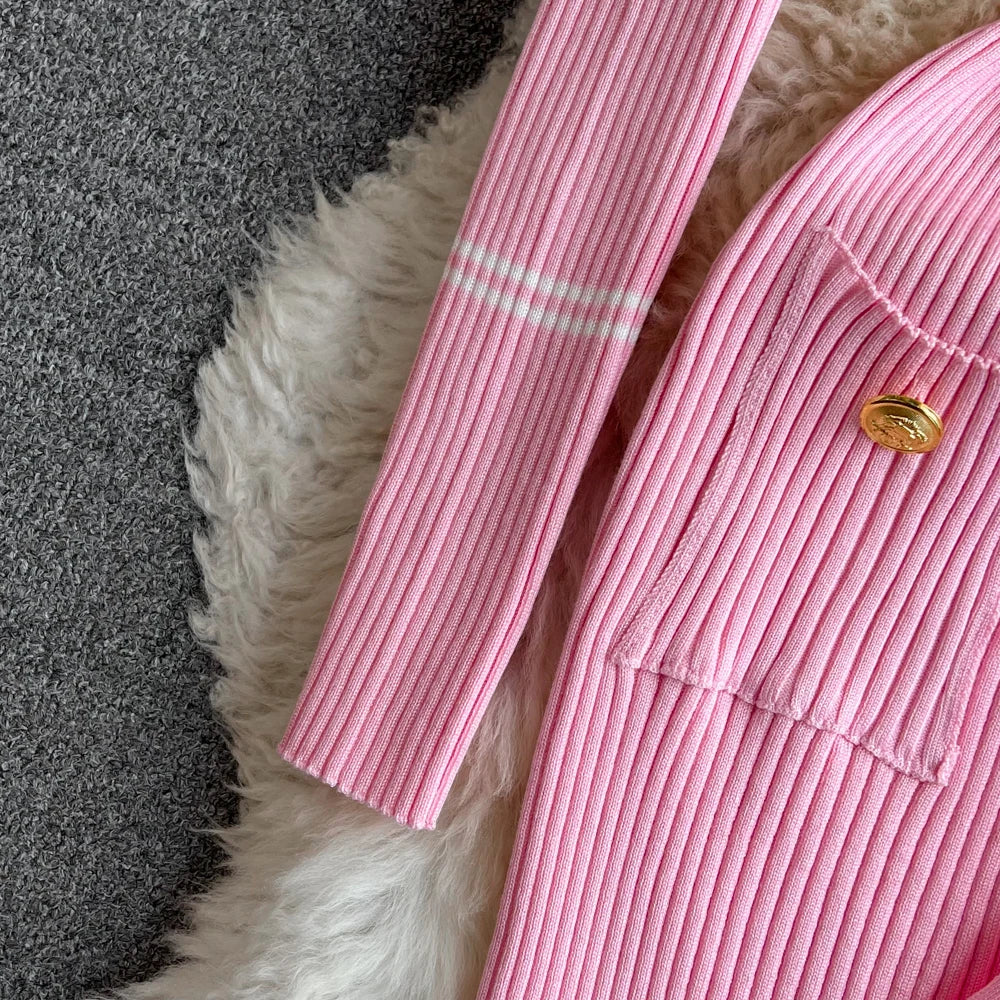 Women Dress 2025 Autumn Winter Elegant Rib Knit Long Pencil Dress with Belt Office Lady Bodycon Sweater Dress Vestidos