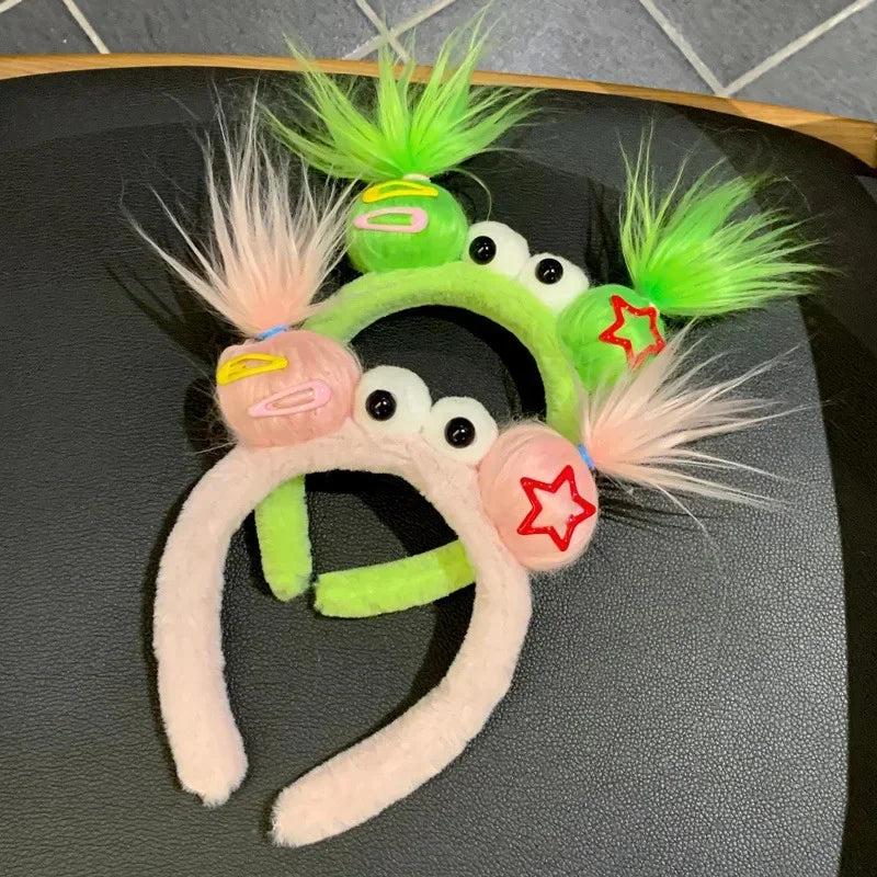 Girls Face Wash Headband Plush Skin Care Bath Shower Makeup Hair Band Soft Absorbent Cartoon Clown Doll Hair Accessories