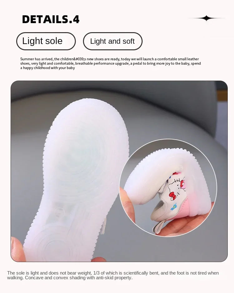 Spring Autumn Baby Girls Hello Kitty Led Light Shoes Children's Sneakers Toddler Anti-slip Walking Shoes Girls Outdoor Shoes