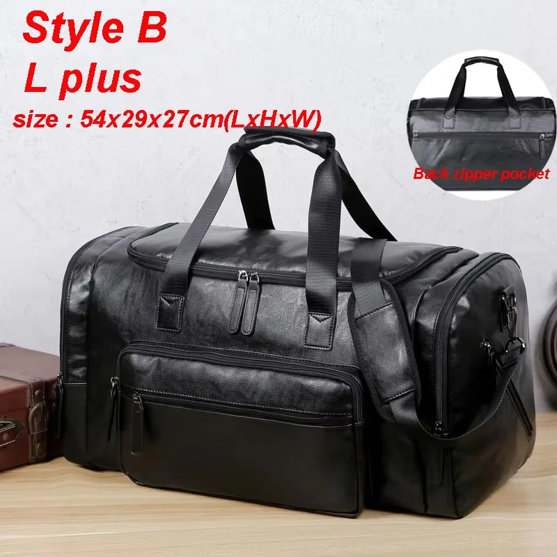 PU Leather Travel Duffel Bag Luggage Weekender Overnight Tote for Men Women Gym Sports Crossbody Carry on Waterproof  Handbags
