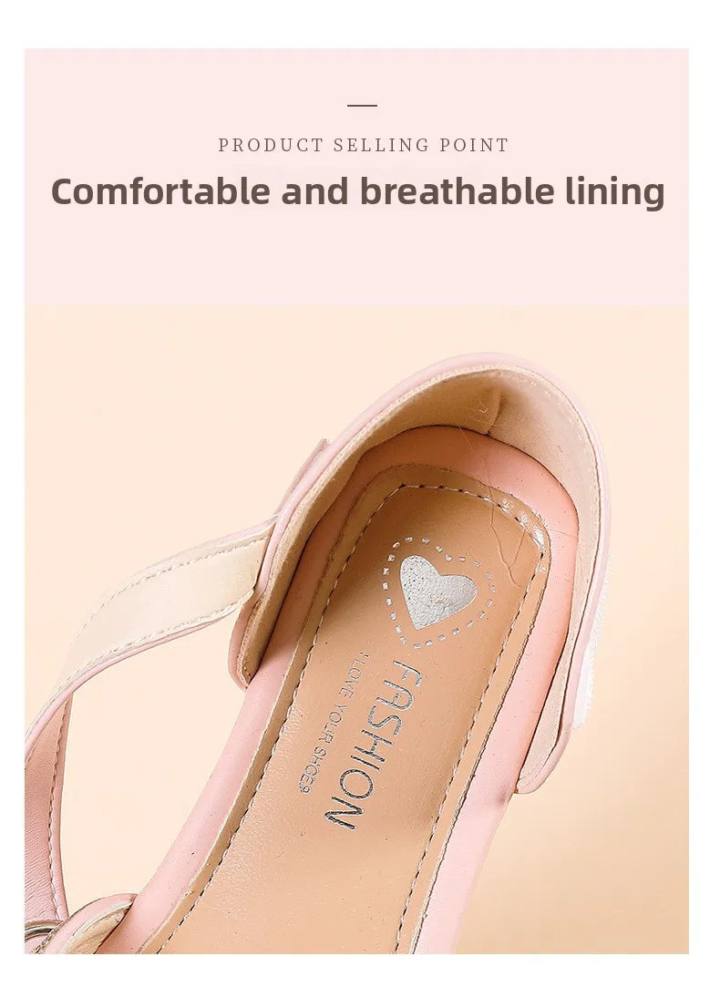Girls Summer Sandals Soft Bottom Anti-Slip Butterfly Knot Princess Shoes Children's Footwear Comfortable Lightweight Slippers