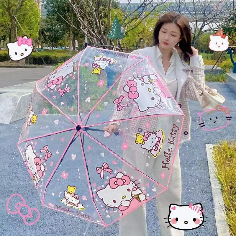 Sanrio Kuromi Folding Umbrella Cinnamoroll Printed Windproof Kawaii Mini Storage Girl Gift Rainy Outing Portable Lightweight Y2K