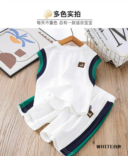Toddler Kids Sleeveless Vest+Shorts 2PCS/Set Baby Boy Summer Casual Sport Outfit Fashion Children Clothing6-14Y
