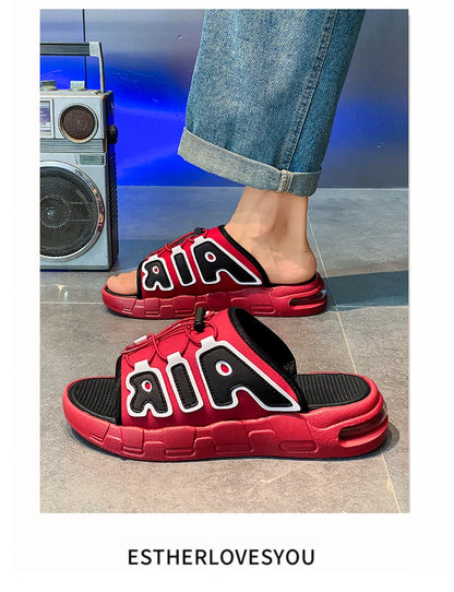 Fashion Luxury Men Slides Designer Platform Men's Cushion Slippers High quality Brand Slides For Man Beach Outdoor Sandals Men