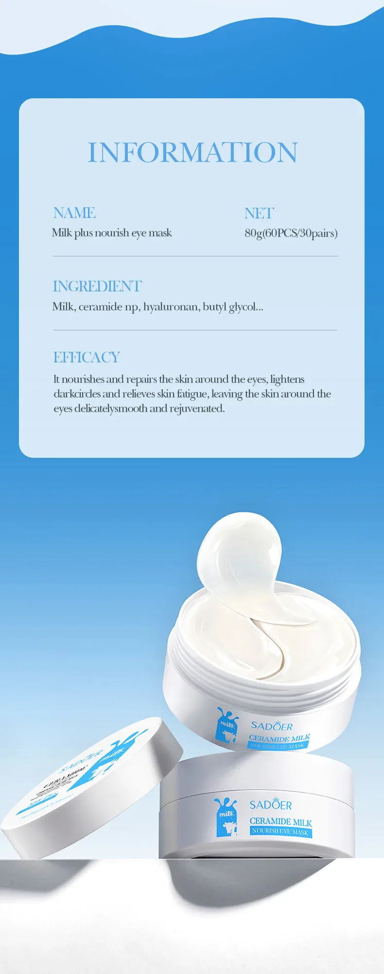 Milk Crystal Collagen Eye Mask Firming Anti Dark Circles Remove Eyes Bags Moisturizing Eye Patches Eyes Skin Care