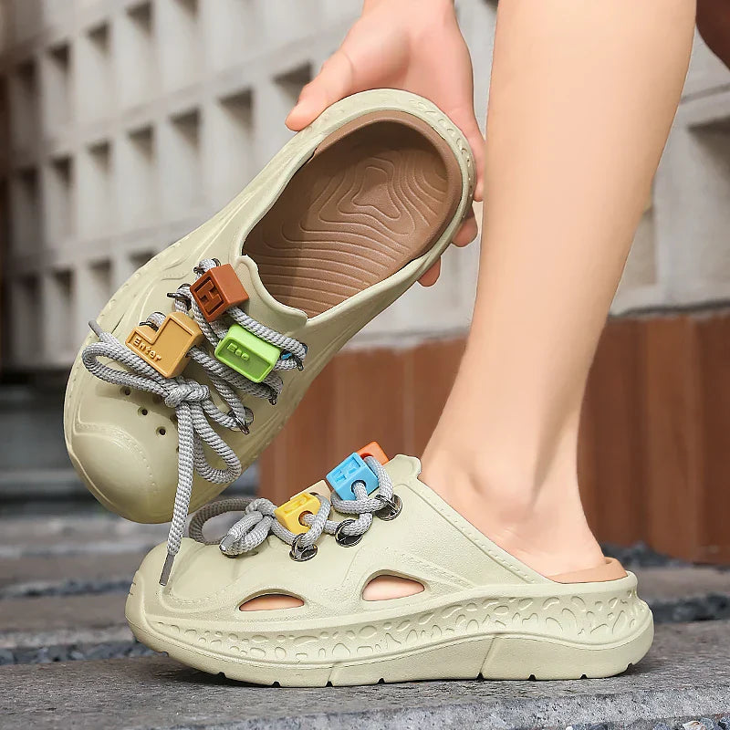 Summer Slippers for Men and Women, Non-Slip Toe-Toe Outdoor Thick-Soled Wear-Resistant Casual Beach Shoes Sandals