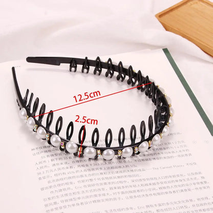 Wild Girls  Non-slip Rhinestone Toothed Pearl Headband Hair Band Hair Accessories Wash Face Hair Hoop