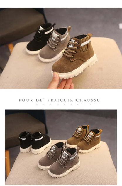 Material Plush Kids Winter Boots Cotton Fabric Spring Autumn Children Shoes Baby Toddler Boys Girls Boots