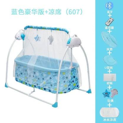Electric Cradle Bed Multi-Functional Foldable Baby Cradle Newborn Enlarged Sleep Soothing Rocking Bed