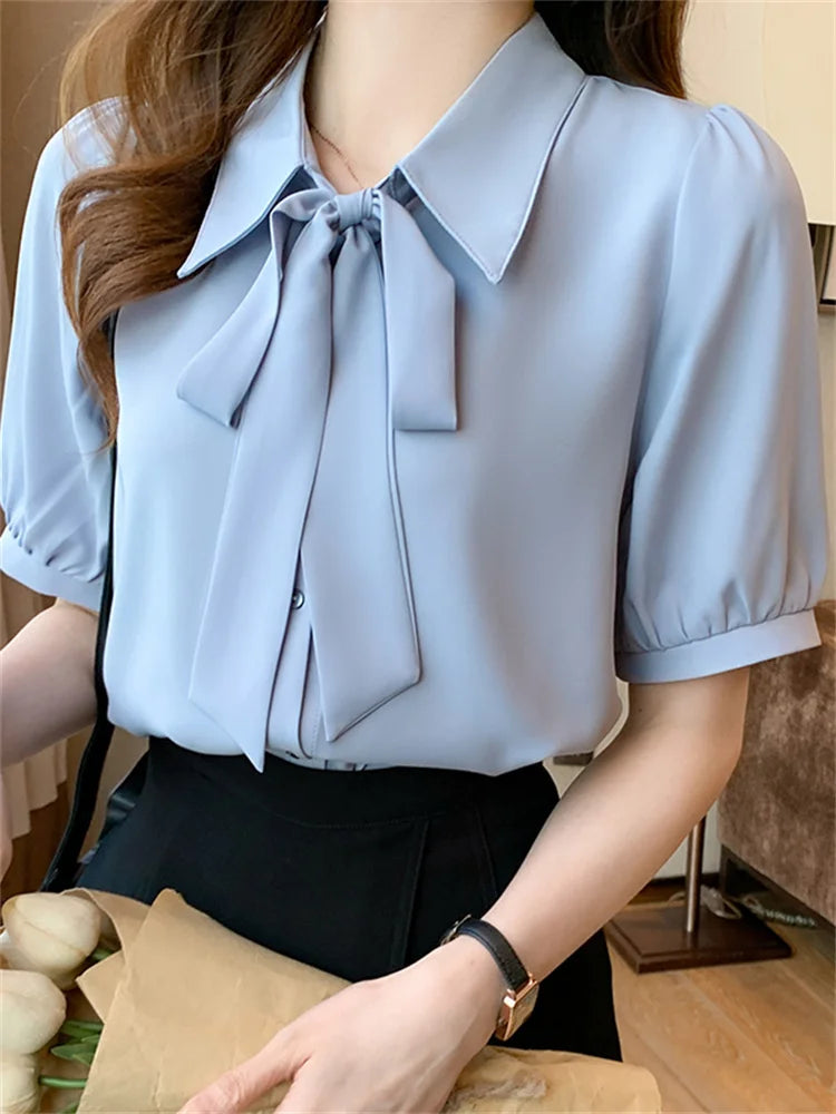 Short Sleeve Shirts Womens Mesh Pleated Pintucked Loose Tunic Casual Club Fairycore Trendy Urban Student Artistic Youthful