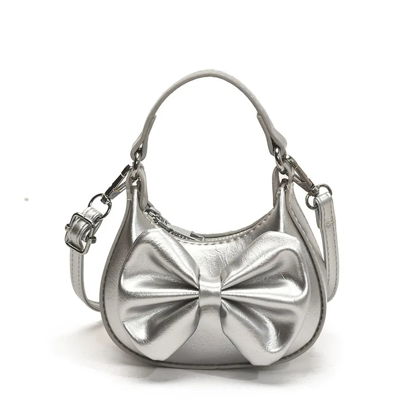 Kids Girls Cute Bowknot Handbag Fashion Crossbody Bag Detachable Strap Mini Shoulder Bag for Children Stylish Purse