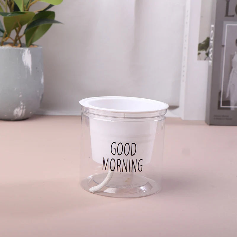 Flower Pot Automatic Water-Absorbing Flowerpot Transparent Double Layer Plastic Self Watering Planter Office