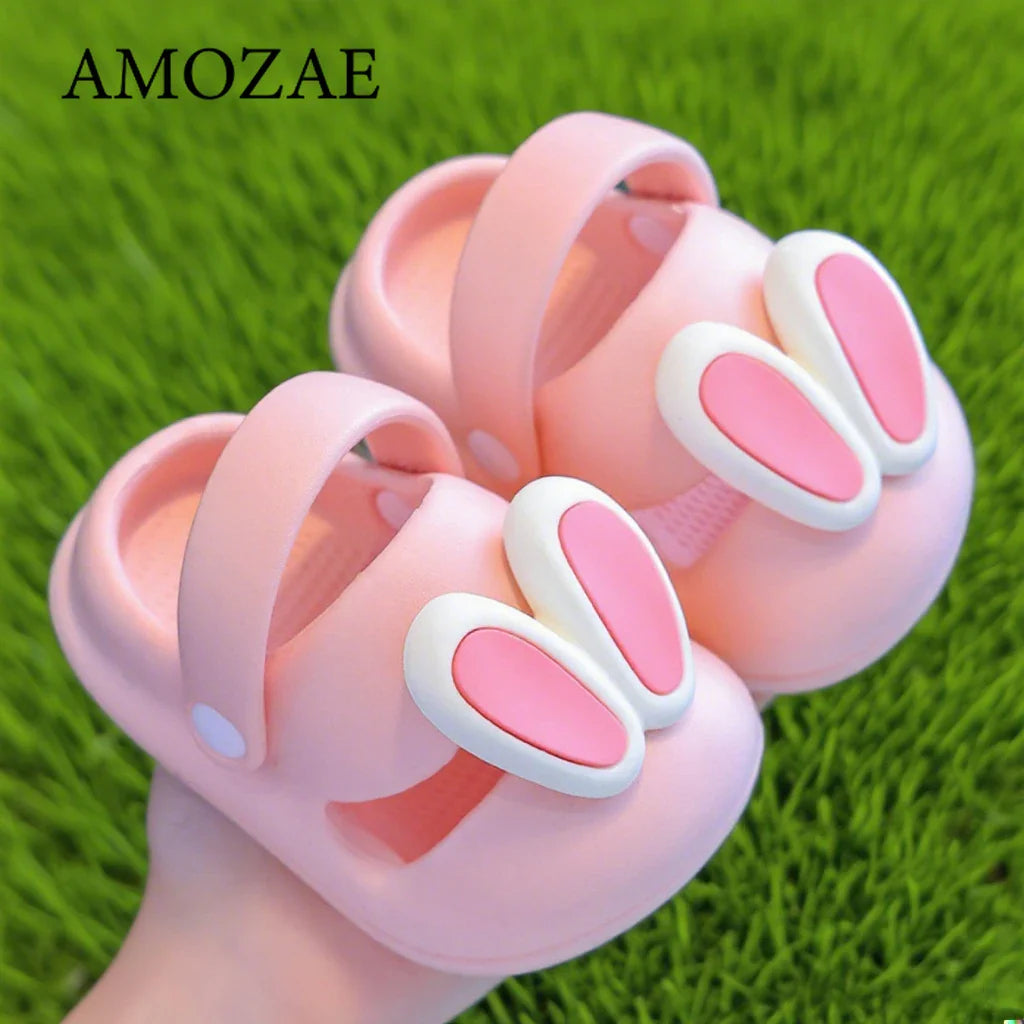New Summer Children Sandals Kids Cartoon Rabbit Slippers Toddler Boys Girls Soft Sole Shoes Anti-Slip Indoor Bathing Slippers