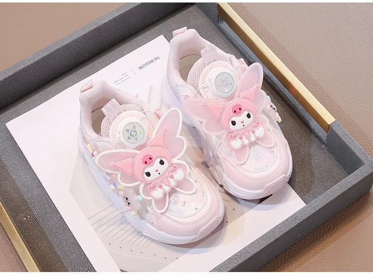 Girls Leather Hook-and-Loop Shoes - Non-Slip Thick Sole Chunky Sneakers Soft Bottom Fashion Casual Shoes for Kids