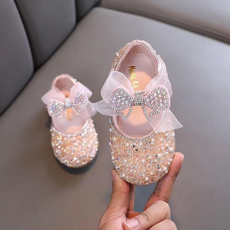 Rhinestone Sequins Girls Princess Shoes Children Party Dance Shoes Student Spring Autumn New Flats Kids Performance Shoes