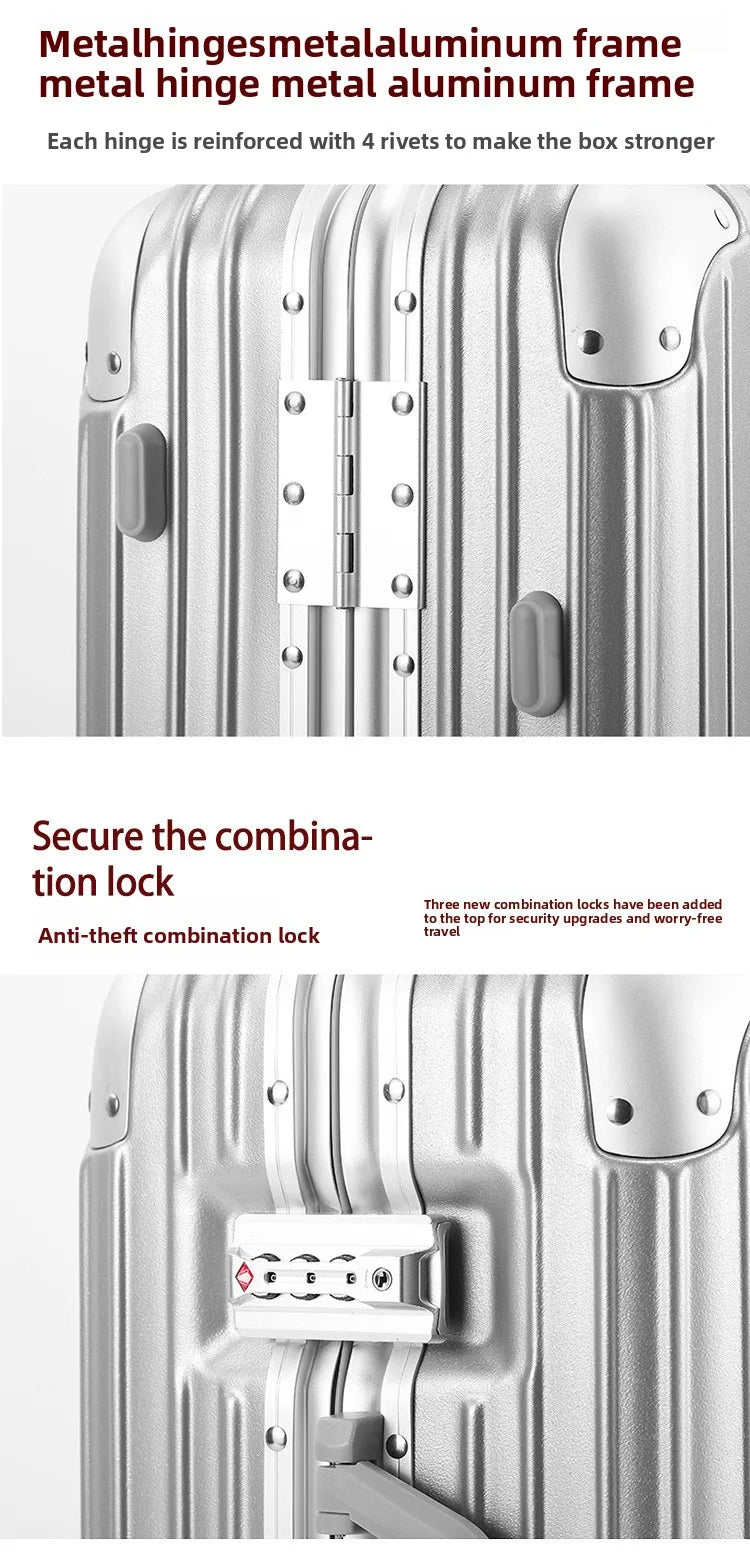 Magnesium Aluminum Alloy Luggage Set, 20" Carry-On & 28" Travel Suitcase with TSA Lock, Lightweight Durable